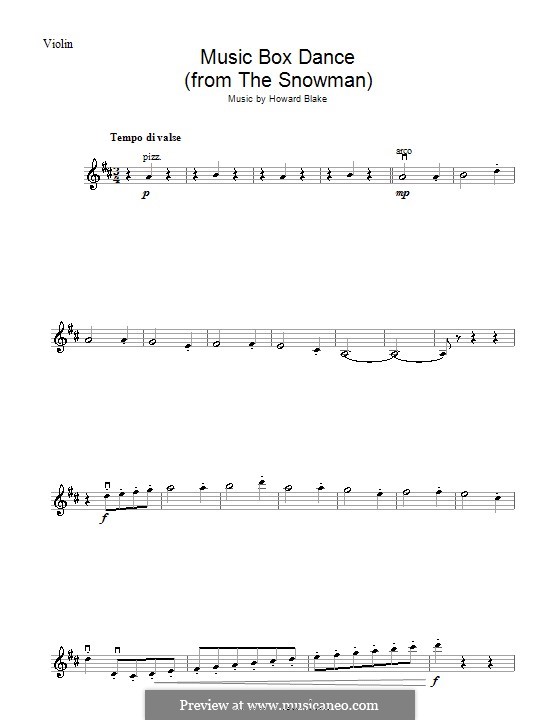 Music Box Dance (The Snowman) by H. Blake sheet music on MusicaNeo
