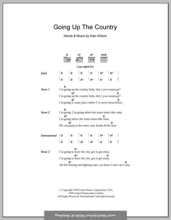 Going Up the Country by A. Wilson sheet music on MusicaNeo
