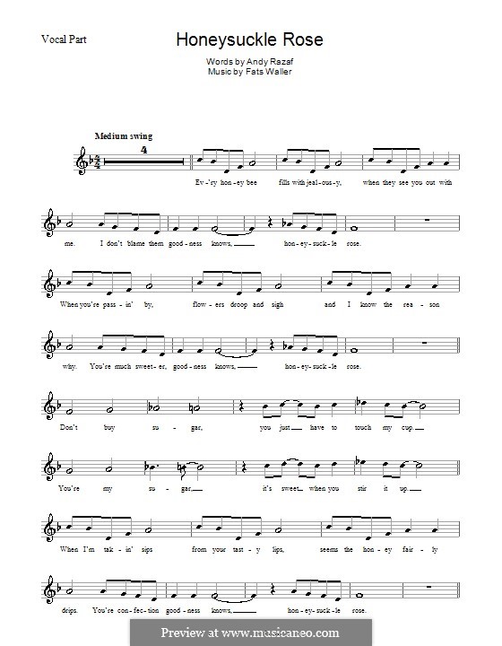 Honeysuckle Rose by Fats Waller sheet music on MusicaNeo