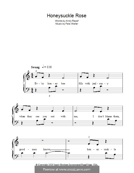 Honeysuckle Rose by Fats Waller sheet music on MusicaNeo