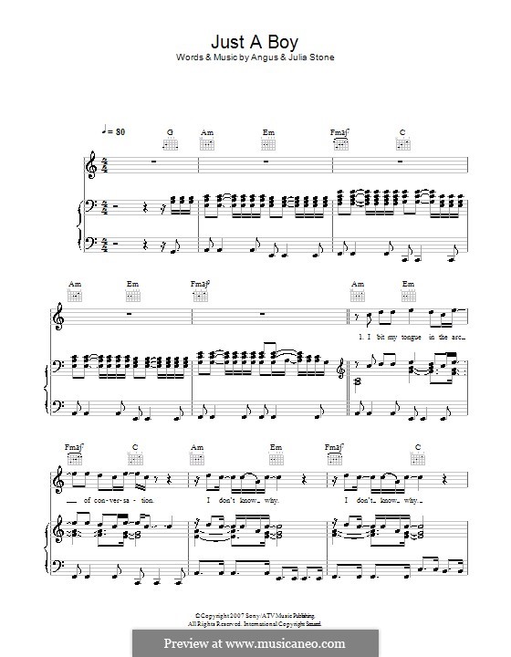 Just a Boy by A. Stone, J. Stone sheet music on MusicaNeo