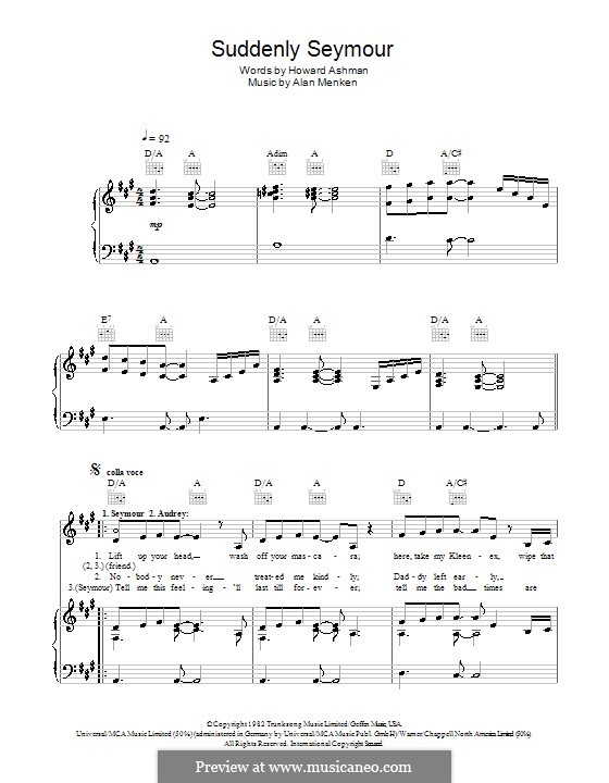 Suddenly Seymour (from The Little Shop of Horrors) by A. Menken on