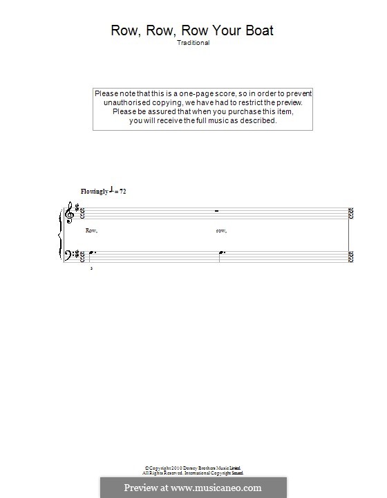 Row, Row, Row Your Boat by folklore sheet music on MusicaNeo
