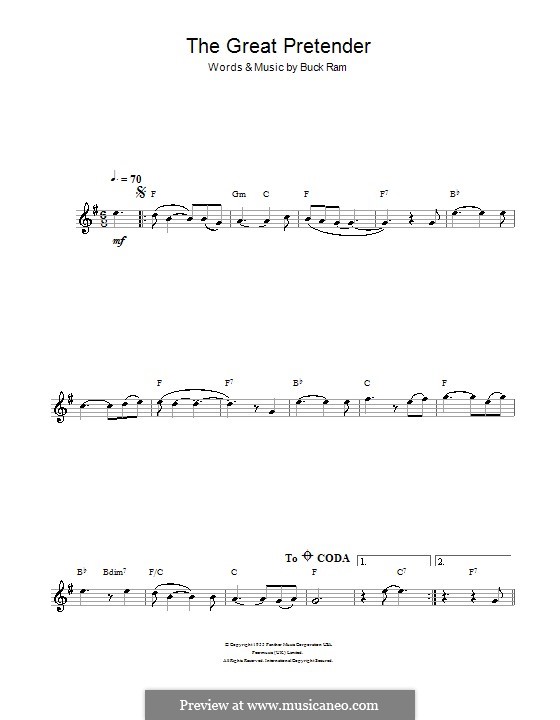 The Great Pretender (The Platters) by B. Ram sheet music on MusicaNeo