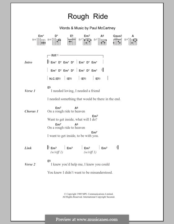 Rough Ride by P. McCartney sheet music on MusicaNeo