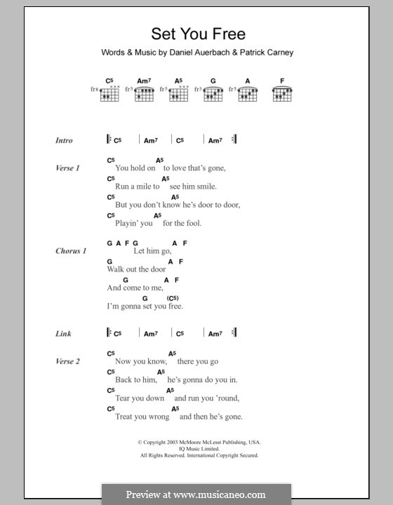 Set You Free (The Black Keys) by D. Auerbach, P. Carney on MusicaNeo