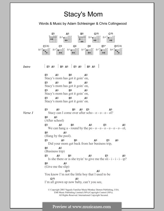 Stacy's Mom (Fountains of Wayne) by A. Schlesinger, C. Collingwood on