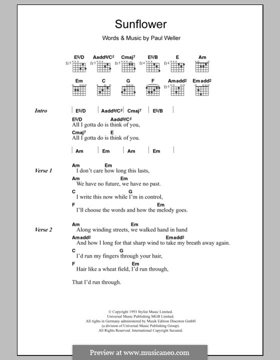Sunflower by P. Weller sheet music on MusicaNeo