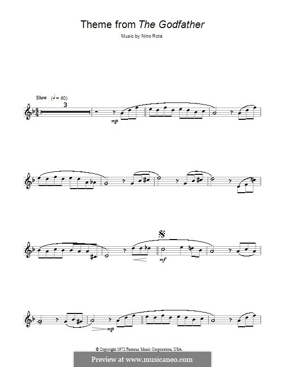 The Godfather (Love Theme) by N. Rota sheet music on MusicaNeo