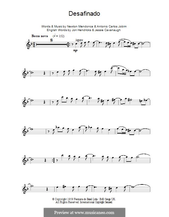 Desafinado (Slightly Out of Tune) by A.C. Jobim sheet music on MusicaNeo