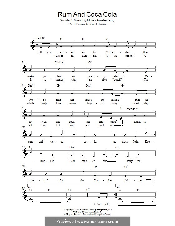 Rum and Cocacola (The Andrews Sisters) by J. Sullavan, P. Baron on