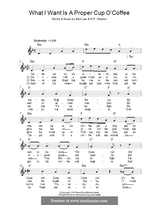 What I Want Is a Proper Cup O'Coffee by B. Lee, R.P. Weston on MusicaNeo