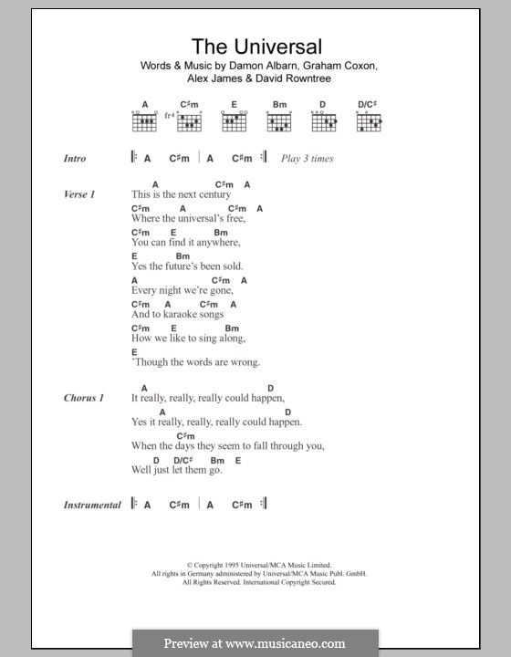 The Universal (Blur) by Alex James, D. Albarn, D. Rowntree