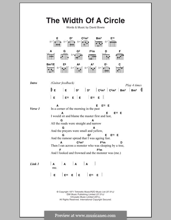 The Width of a Circle by D. Bowie sheet music on MusicaNeo