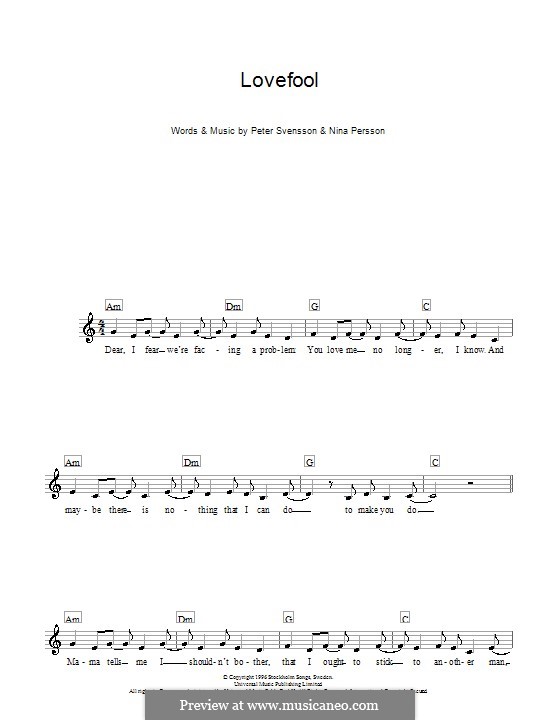 Lovefool (The Cardigans) by N. Persson, P. Svensson on MusicaNeo