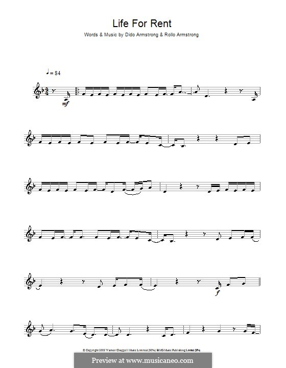 Life for Rent (Dido) by D. Armstrong, R. Armstrong on MusicaNeo