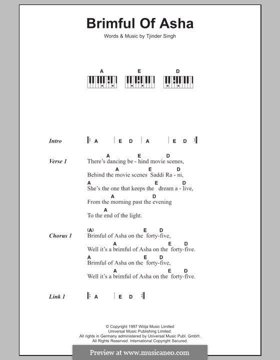 Brimful of Asha by T. Singh sheet music on MusicaNeo