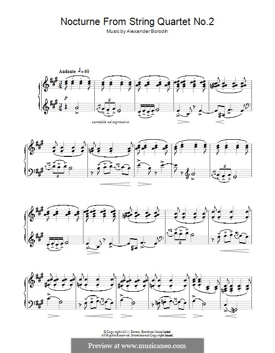 String Quartet No.2 in D Major by A. Borodin free download on MusicaNeo