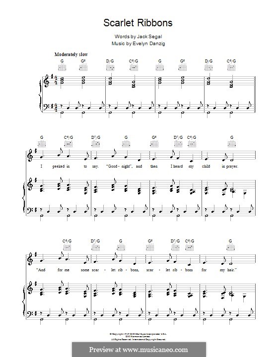 Scarlet Ribbons (for Her Hair) by E. Danzig sheet music on MusicaNeo