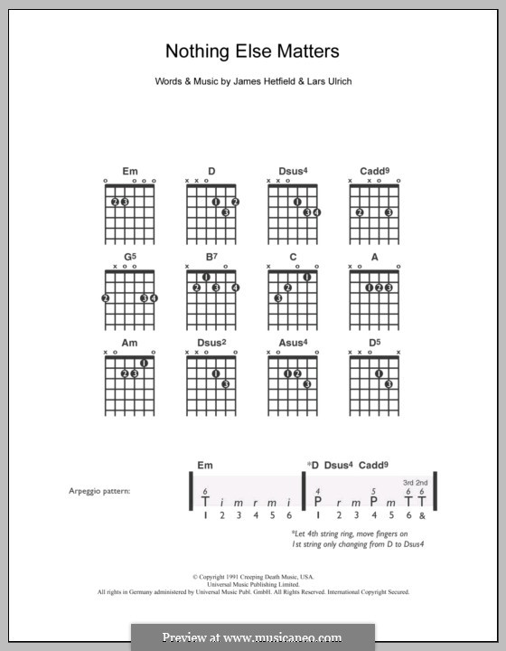 Nothing Else Matters (Metallica) by J. Hetfield, L. Ulrich on MusicaNeo
