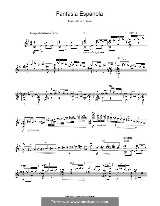 Fantasia Espanola by M. Diaz Cano sheet music on MusicaNeo