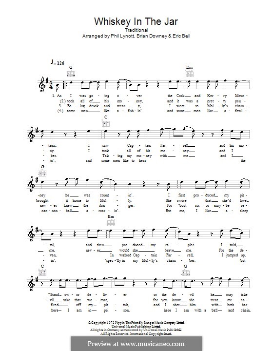 Whiskey in the Jar by folklore sheet music on MusicaNeo