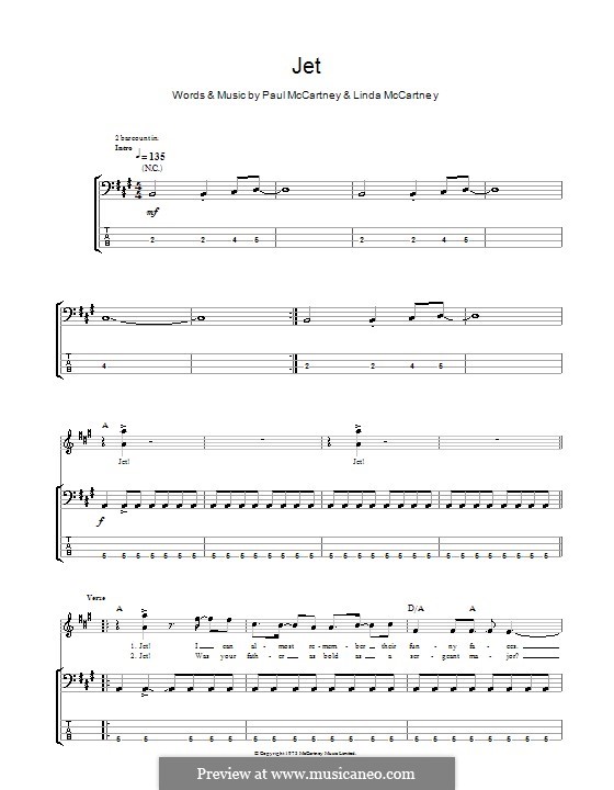 Jet (Wings) by L. McCartney, P. McCartney sheet music on MusicaNeo