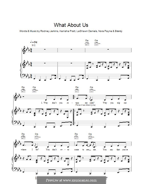 What About Us? (Brandy) by F. Jerkins III, K. Pratt, L. Daniels, N