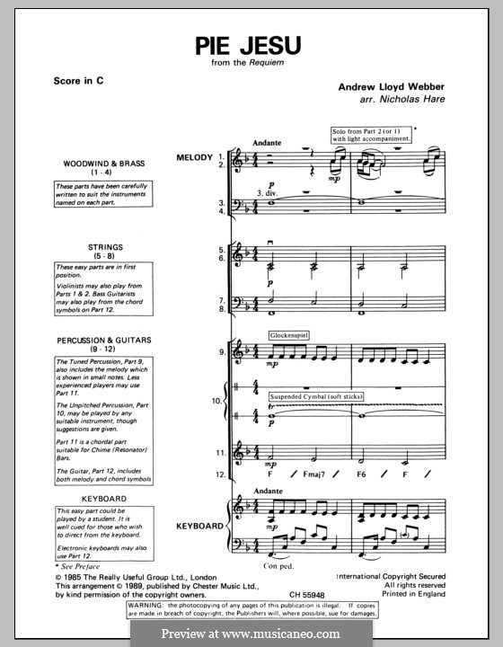 Pie Jesu (from Requiem) by A.L. ber sheet music on MusicaNeo