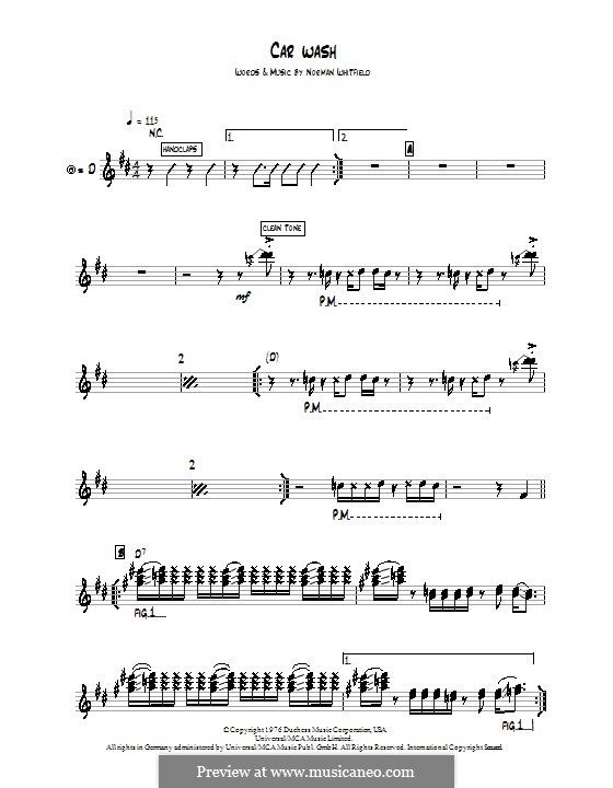 Car Wash (Rose Royce) by N.J. Whitfield sheet music on MusicaNeo