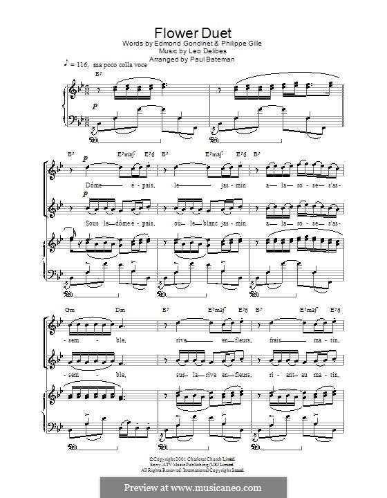 The Flower Duet (Lakmé) by L. Delibes sheet music on MusicaNeo