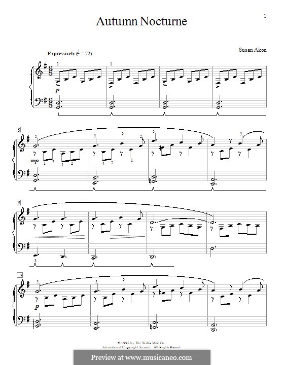 Autumn Nocturne by S. Alcon sheet music on MusicaNeo