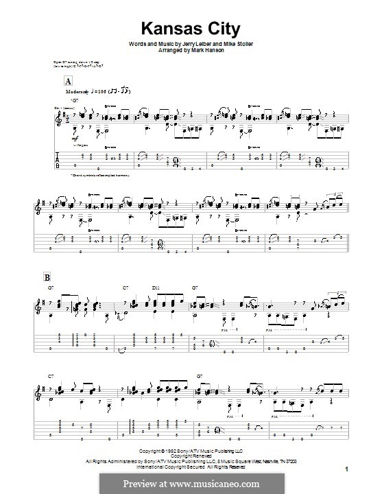 Kansas City by J. Leiber, M. Stoller sheet music on MusicaNeo