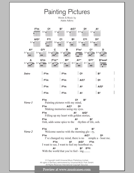 Painting Pictures by Adele sheet music on MusicaNeo