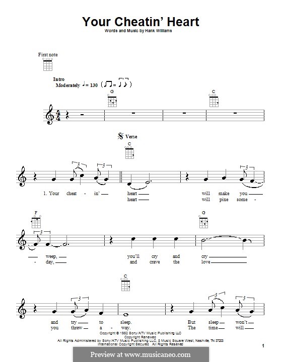 Your Cheatin' Heart by H. Williams sheet music on MusicaNeo