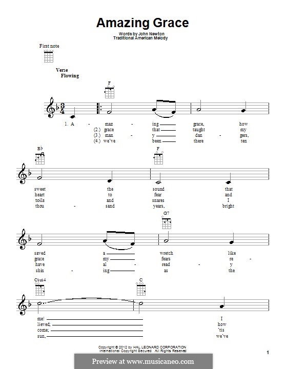 Amazing Grace (Printable Scores) by folklore sheet music on MusicaNeo