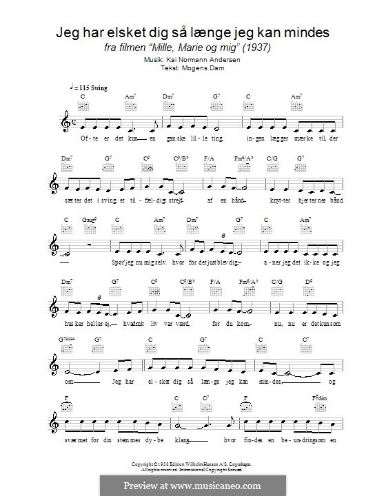 Jeg Har Elsket Dig Så Længe Jeg Kan Mindes by K.N. Andersen on MusicaNeo