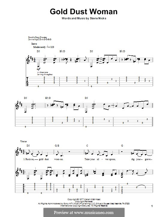 Gold Dust Woman (Fleetwood Mac) by S. Nicks sheet music on MusicaNeo