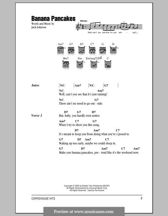 Banana Pancakes by J. Johnson sheet music on MusicaNeo