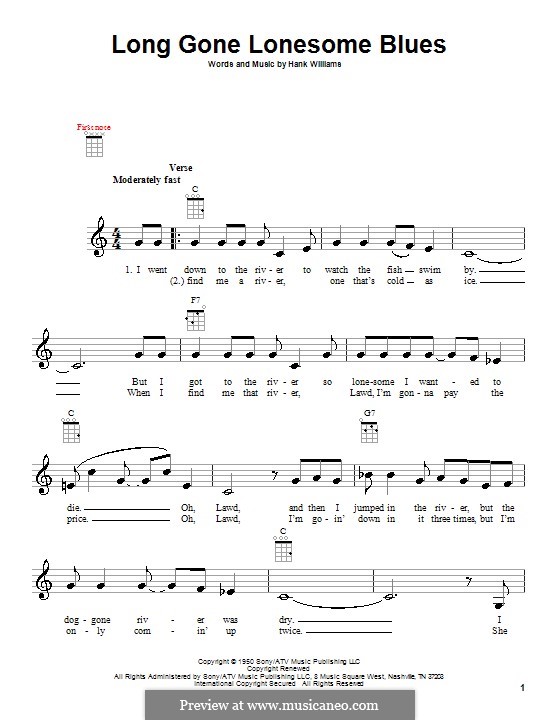 Long Gone Lonesome Blues by H. Williams sheet music on MusicaNeo