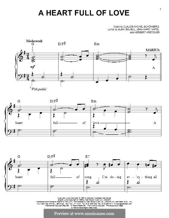 A Heart Full of Love (Les Miserables) by C. Schönberg on MusicaNeo