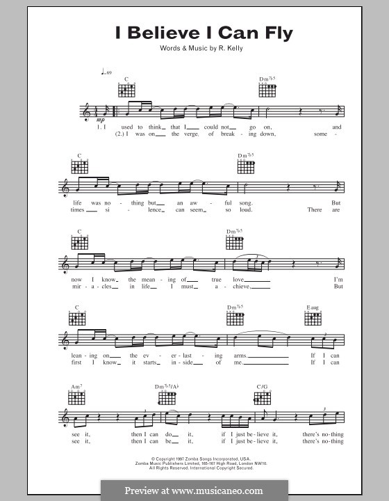 I Believe I Can Fly by R. Kelly sheet music on MusicaNeo