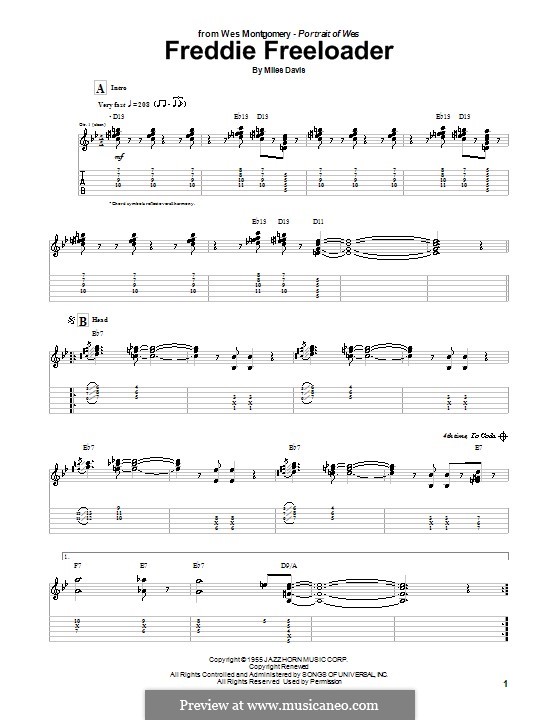 Freddie Freeloader by M. Davis sheet music on MusicaNeo