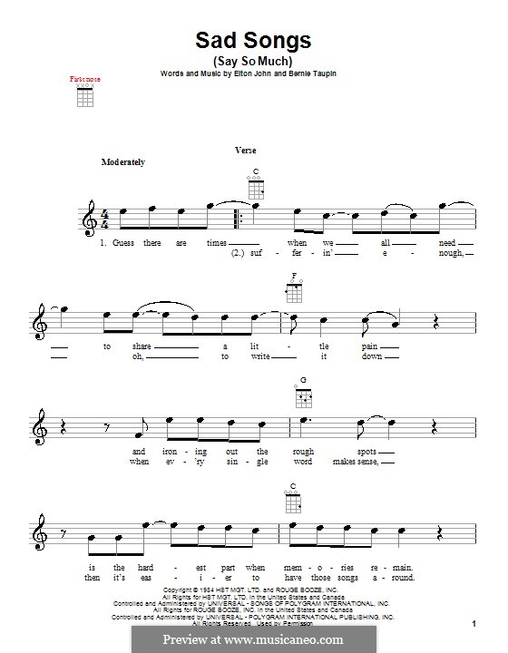 Sad Songs (Say So Much) by E. John sheet music on MusicaNeo