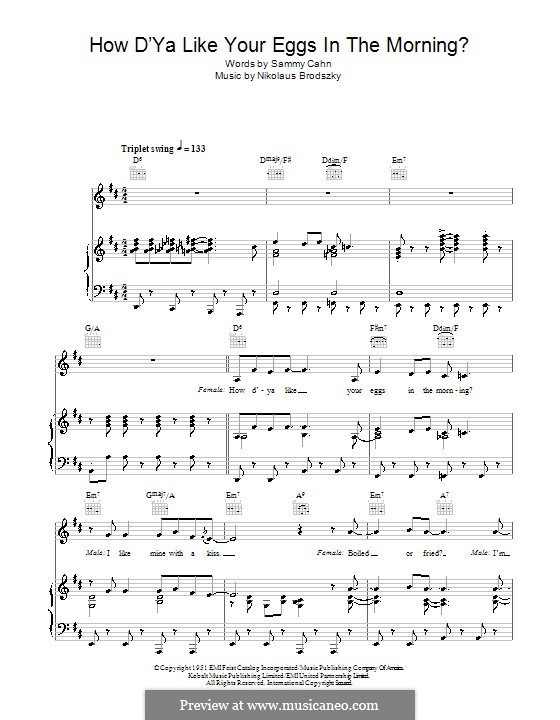 How d'Ya Like Your Eggs in the Morning? by N. Brodszky on MusicaNeo