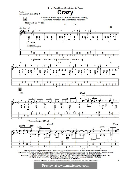 Gnarls Barkley Crazy Guitar Chords