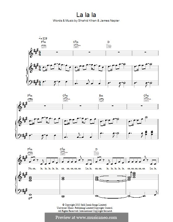 La La La (Naughty Boy) by S. Khan, J. Napier sheet music