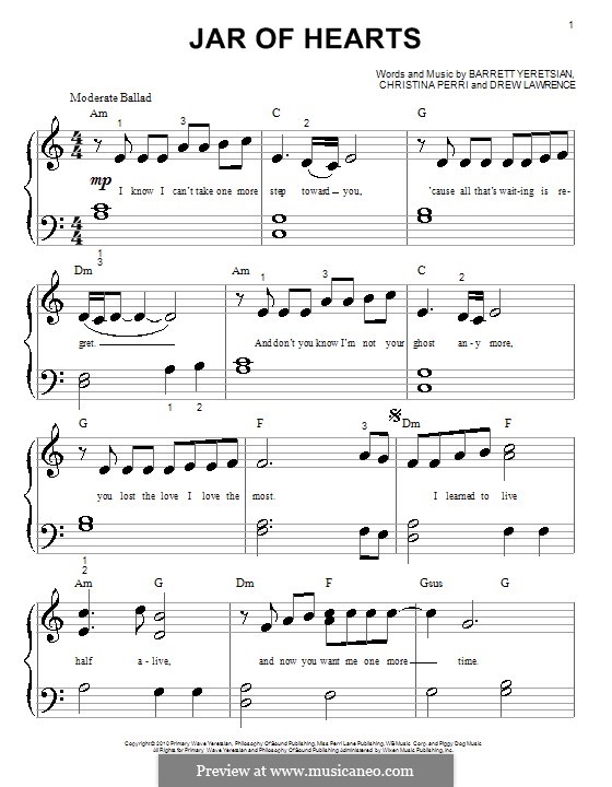 Jar Of Hearts Chords Easy / Jar Of Hearts sheet music by Christina