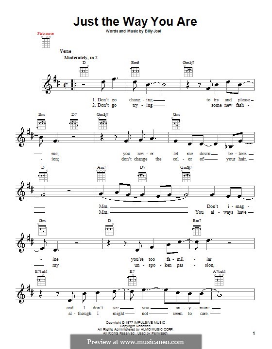Just The Way You Are by B. Joel sheet music on MusicaNeo