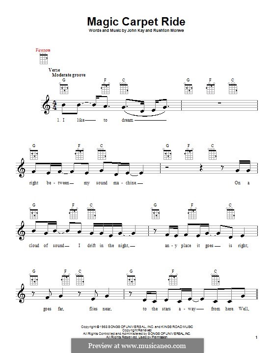 Magic Carpet Ride (Steppenwolf) by J. Kay, R. Moreve on MusicaNeo